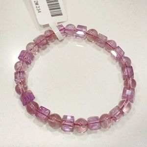 Natural Faceted Amethyst Square Round Gemstone Bracelet